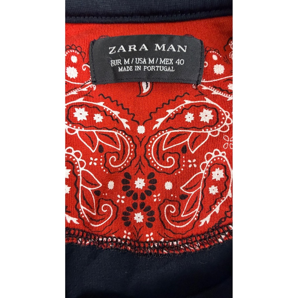 Zara Man Western Cowboy Embroidered T-Shirt Black Bandana Neck Mens Medium - Picture 3 of 4